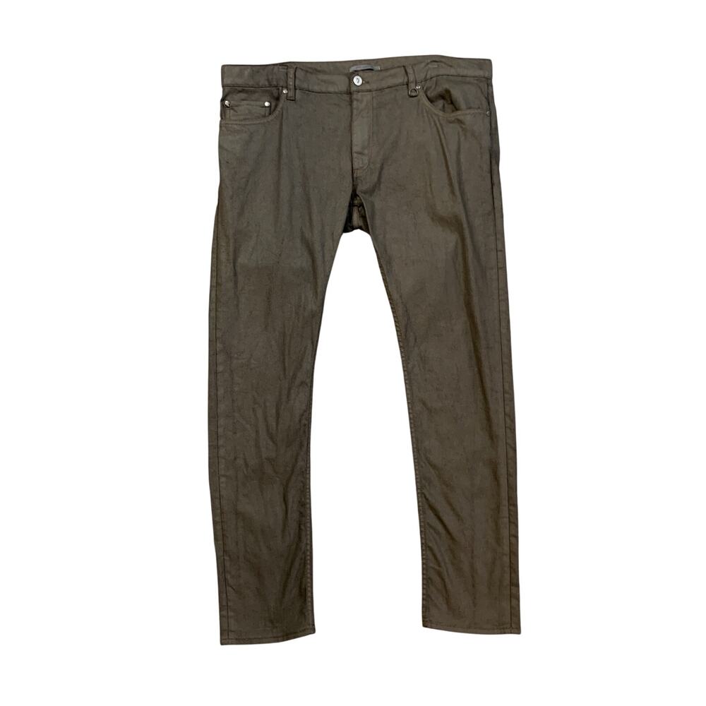 John Varvatos Jeans Mens 38 Graphite Grey Bria Coated Cotton Stretch Slim Fit